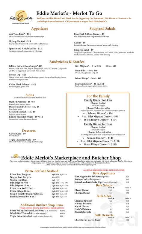 pejas menu|Eddie Merlots Prime Aged Beef & Seafood